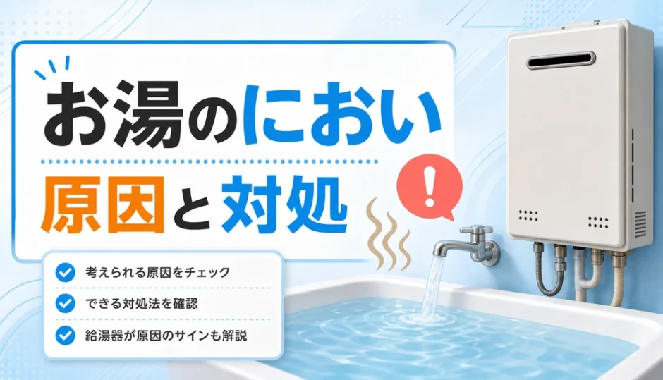 湯船のお湯のにおいと給湯器の原因を確認するイメージ