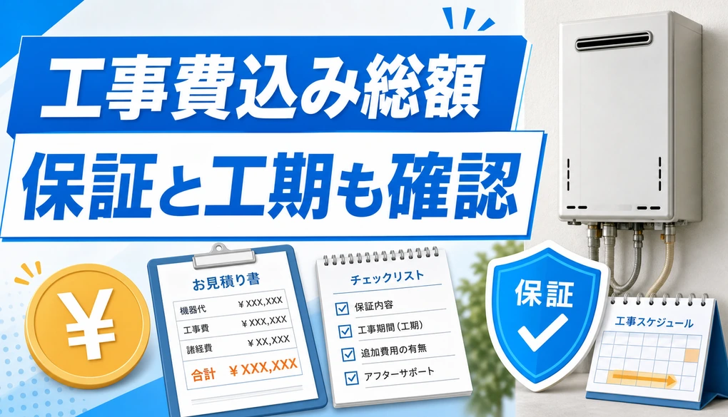 ケーズデンキ給湯器交換の工事費込み総額と保証・工期確認