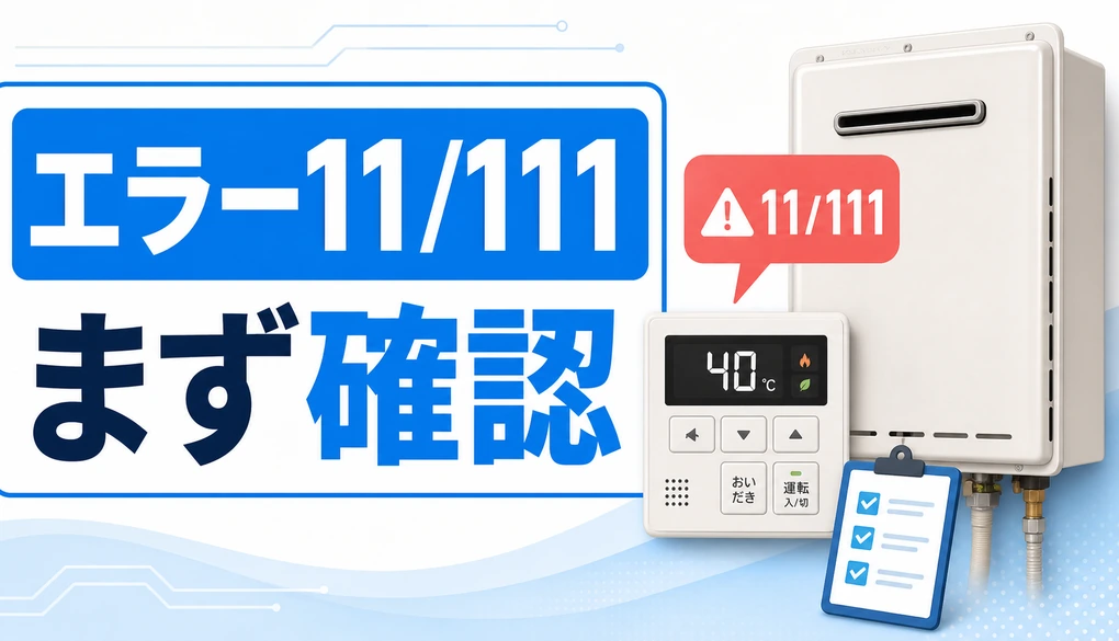 給湯器エラー11・111で最初に確認する内容を示すサムネイル