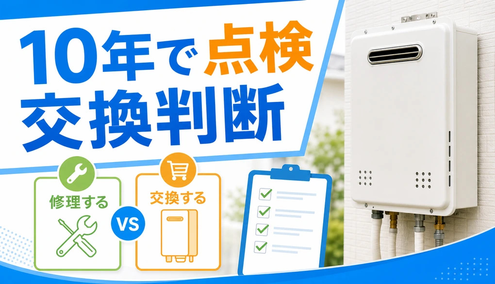 給湯器を10年目から点検し修理と交換を比べる判断イメージ
