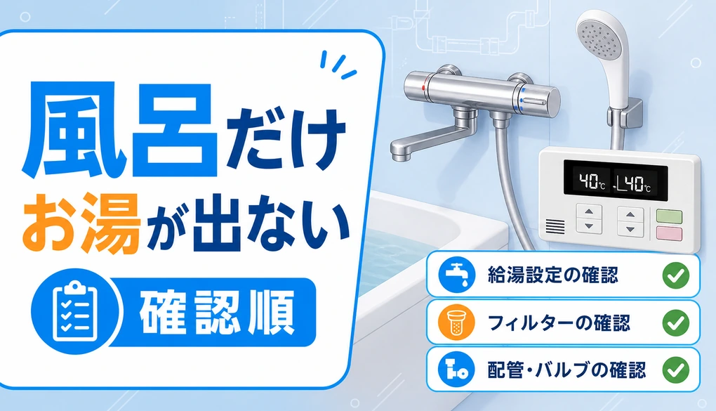 風呂だけお湯が出ない時の確認順を示すサムネイル