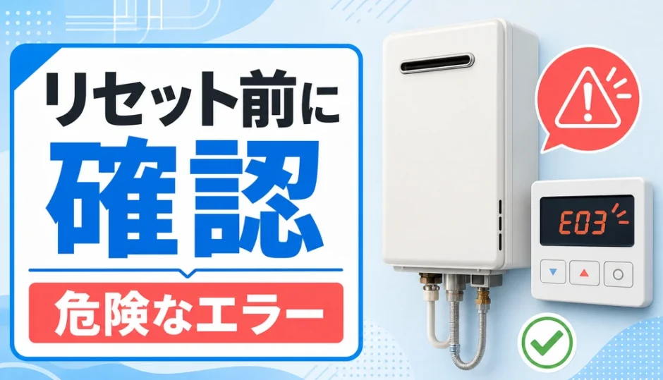 給湯器のリセット前に確認する危険なエラーのイメージ