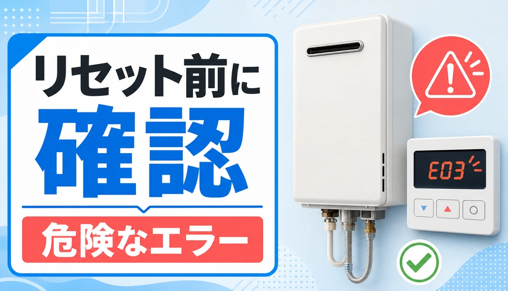 給湯器のリセット前に確認する危険なエラーのイメージ
