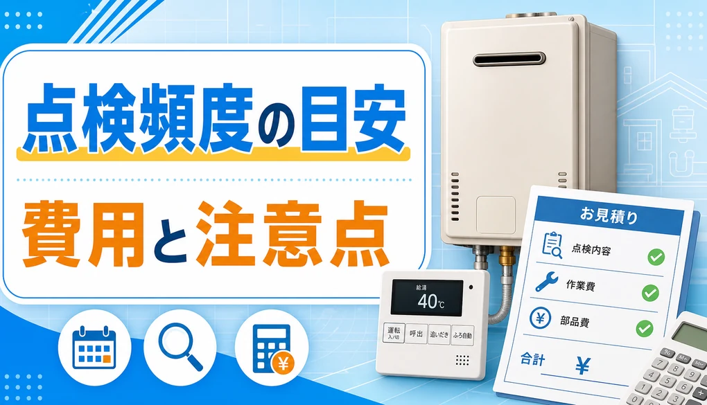 給湯器の点検頻度と費用確認ポイントを示すサムネイル