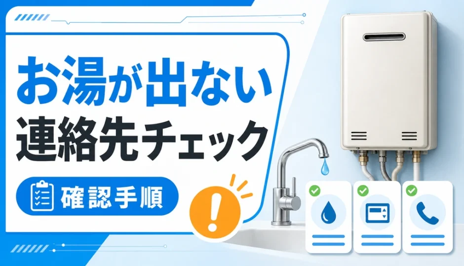 お湯が出ない時の連絡先と確認手順を示すサムネイル