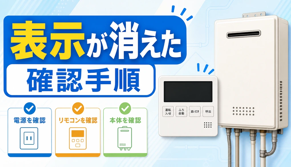 給湯器リモコンの表示が消えた時に確認する手順