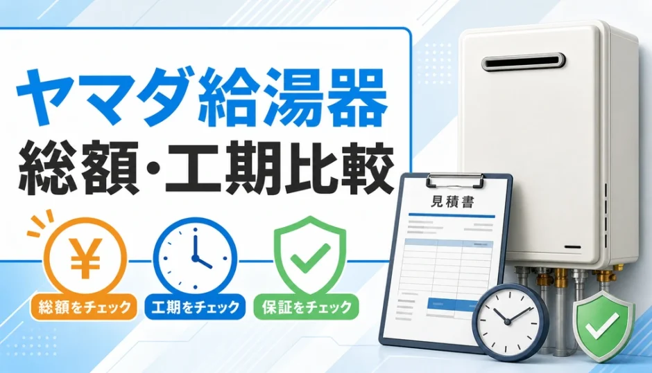 ヤマダ電機の給湯器交換で総額と工期を比較するイメージ