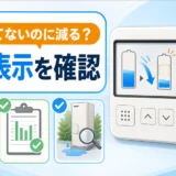 使っていないのに減るエコキュートの残湯表示を確認するイメージ