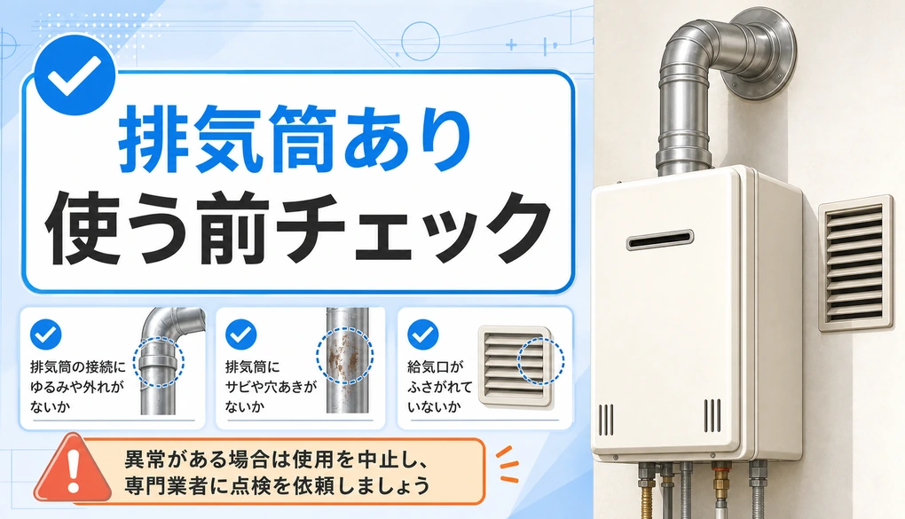 排気筒ありの室内給湯器で使う前に見るチェック項目