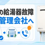 賃貸の給湯器故障ではまず管理会社へ連絡することを示すイラスト