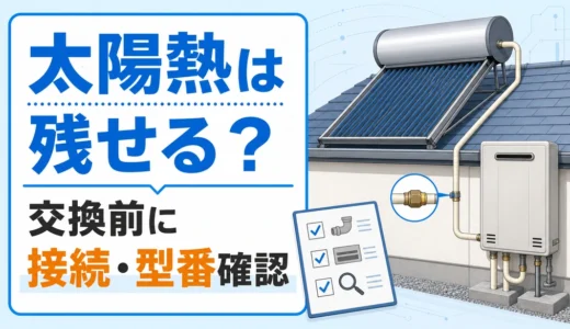 太陽熱温水器と給湯器の接続を確認する図
