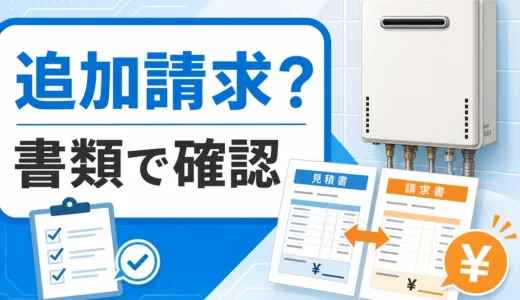 給湯器交換後の追加請求を見積書と請求書で確認する図解