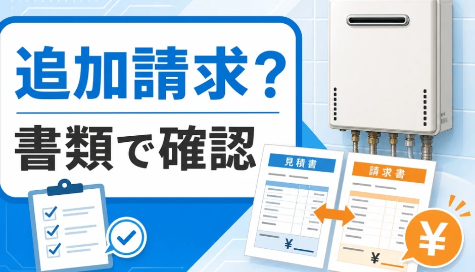 給湯器交換後の追加請求を見積書と請求書で確認する図解