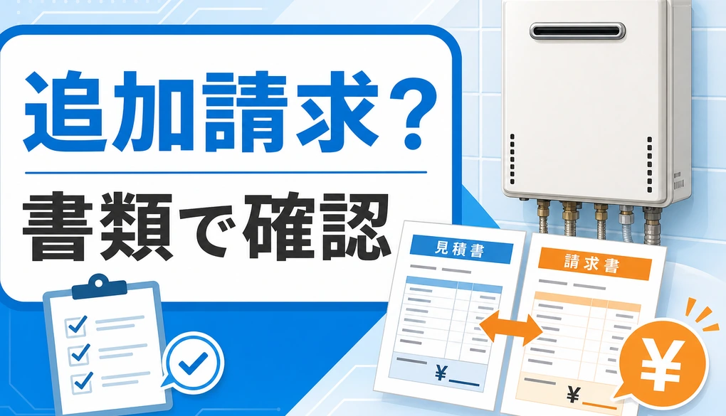 給湯器交換後の追加請求を見積書と請求書で確認する図解