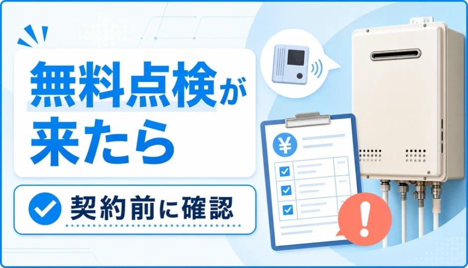 突然の給湯器無料点検で契約前に確認する内容を示すサムネイル
