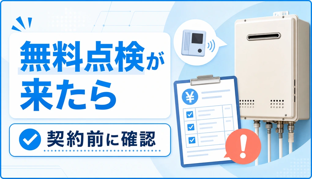 突然の給湯器無料点検で契約前に確認する内容を示すサムネイル