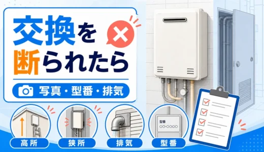 給湯器交換を断られた時に写真、型番、排気を確認するサムネイル