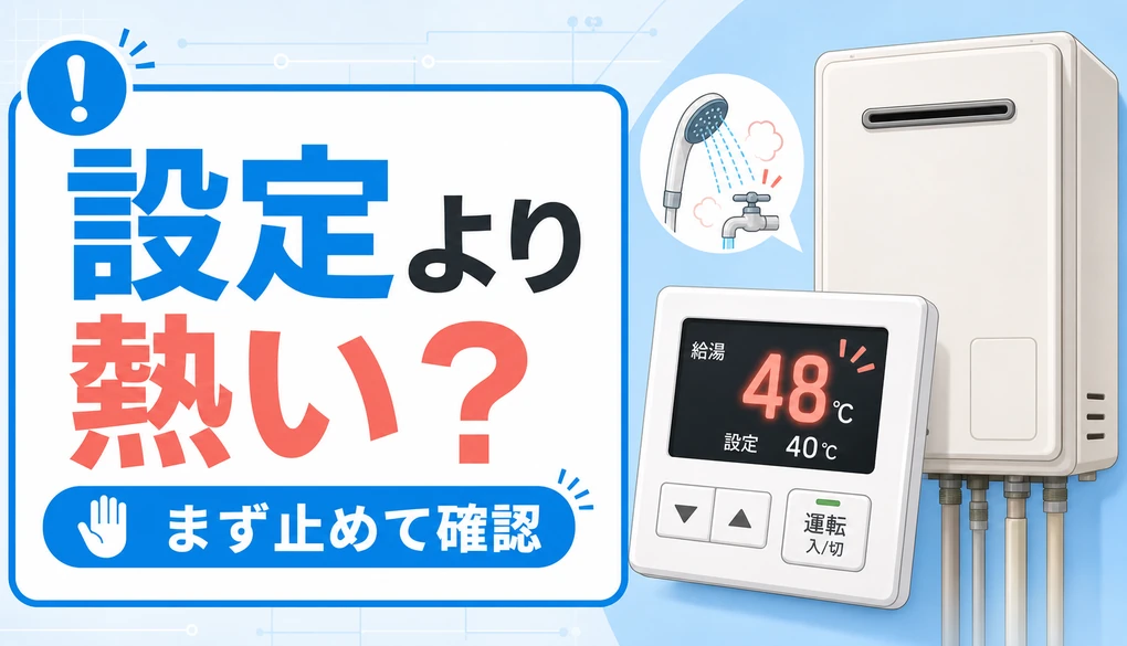 給湯器の設定温度よりお湯が熱い時にまず止めて確認するイメージ