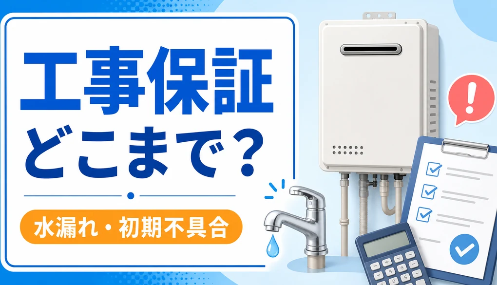 給湯器交換後の工事保証と水漏れ・初期不具合の確認を示すサムネイル