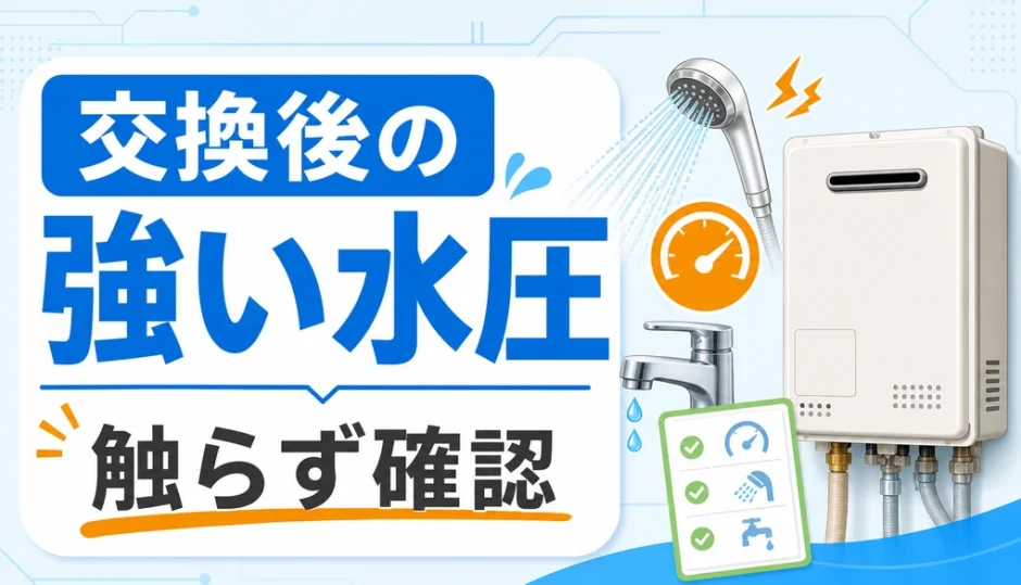給湯器交換後にシャワーの水圧が強く感じる時の確認イメージ