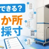 マンションのエレベーターへエコキュートを搬入する前に5か所を採寸するイメージ