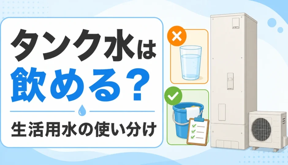 エコキュートのタンク水を飲用と生活用水に分けて判断する記事のサムネイル
