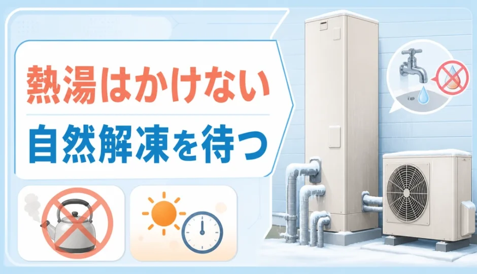 凍結したエコキュート配管に熱湯をかけず自然解凍を待つ判断