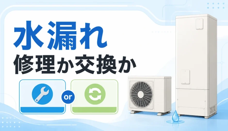 エコキュートの水漏れで修理か交換かを判断する記事のサムネイル