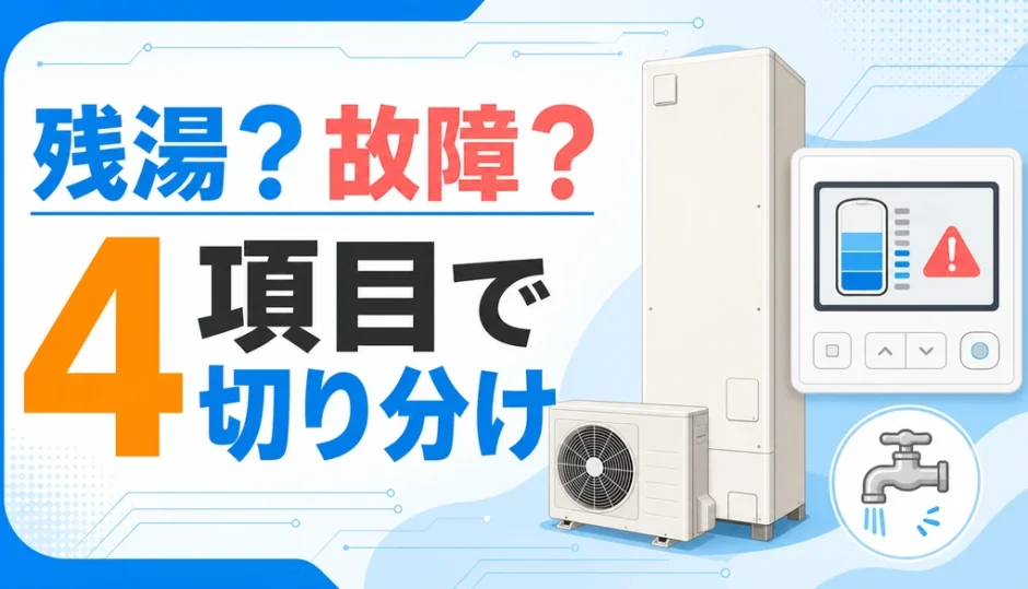 残湯表示とエラーからエコキュートのお湯切れと故障を切り分けるサムネイル