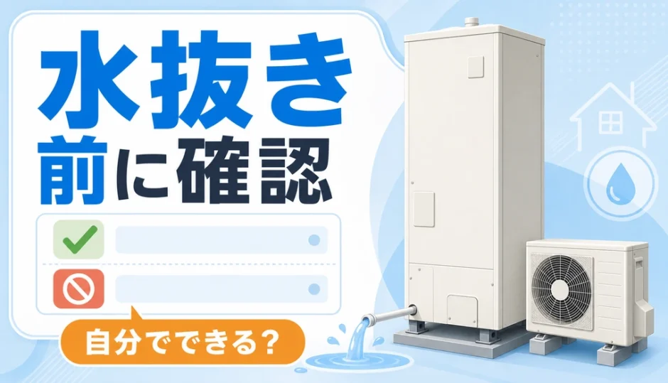 エコキュートの水抜き前に自分でできる条件を確認するサムネイル