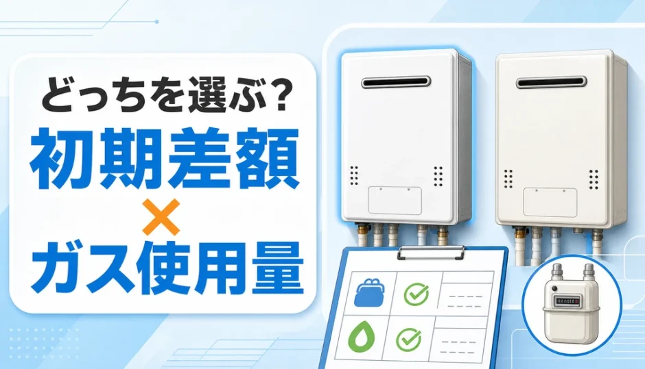 エコジョーズと従来型を初期差額とガス使用量で比べるサムネイル