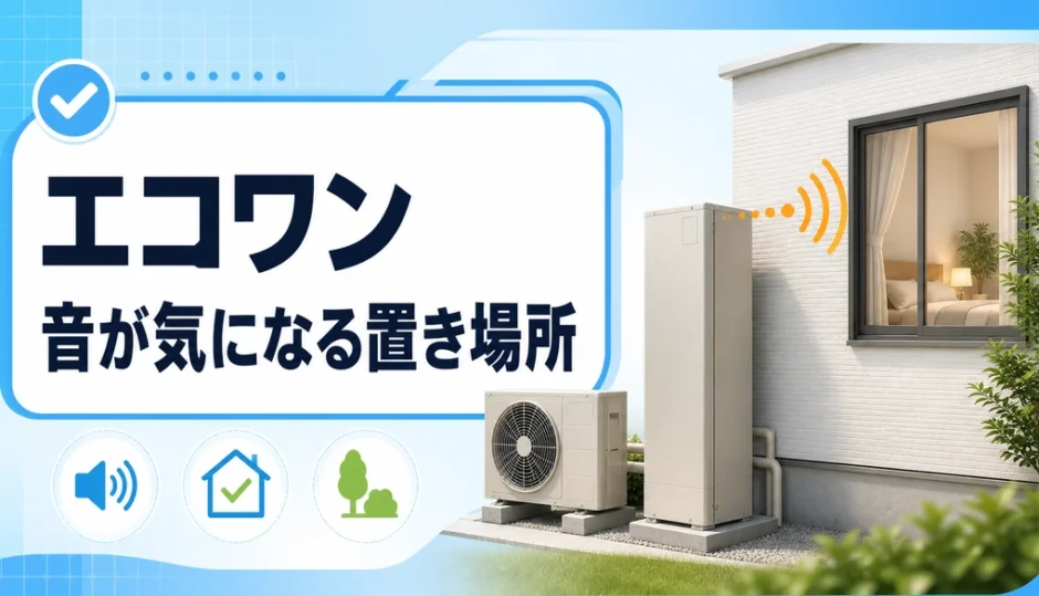 エコワンのヒートポンプと寝室窓の位置関係を示すサムネイル
