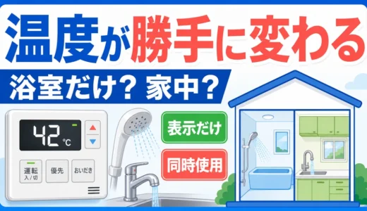 給湯器の温度が勝手に変わる時に浴室だけか家中かを確認する記事のサムネイル