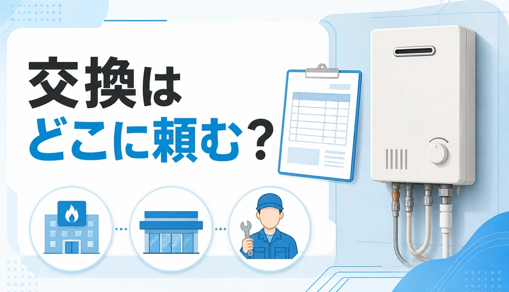 小型瞬間湯沸かし器の交換をガス会社・販売店・専門業者へ頼む比較