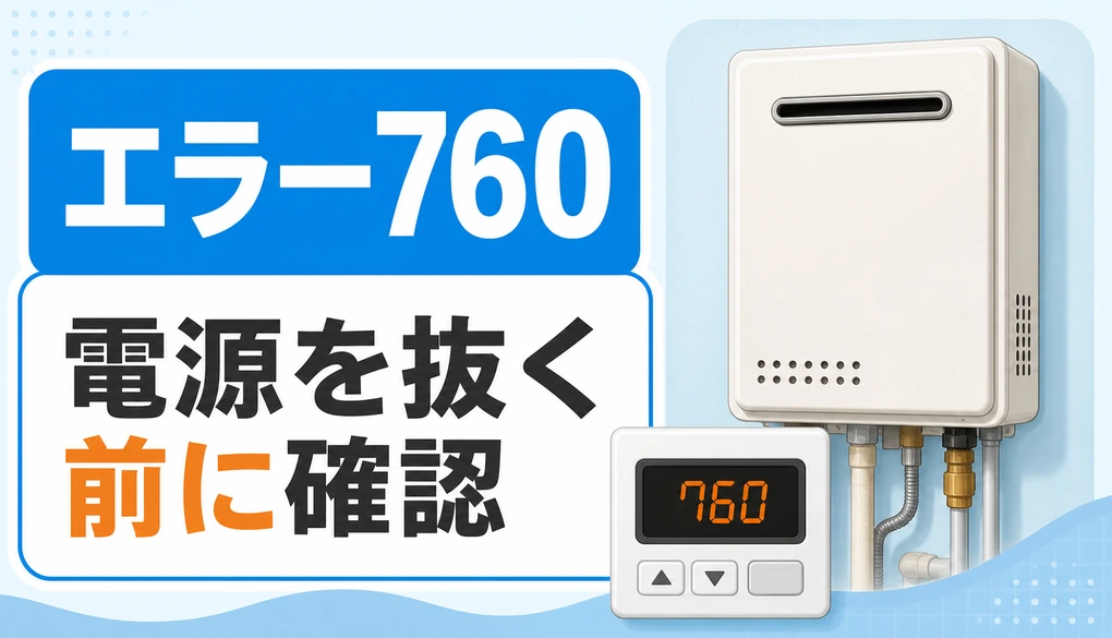 給湯器のエラー760で電源を抜く前の確認を促す画像