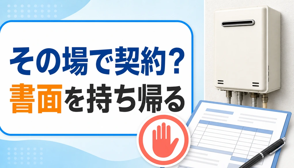 給湯器交換をその場で契約せず書面を持ち帰る判断を示すサムネイル