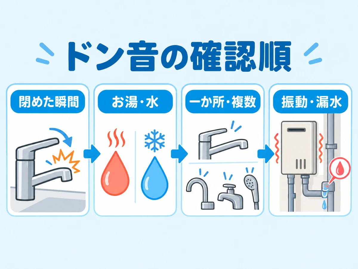 蛇口を閉めた瞬間から湯水・発生箇所・振動や漏水を確認する順番