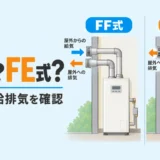 屋内石油給湯器のFF式とFE式で異なる給気・排気経路