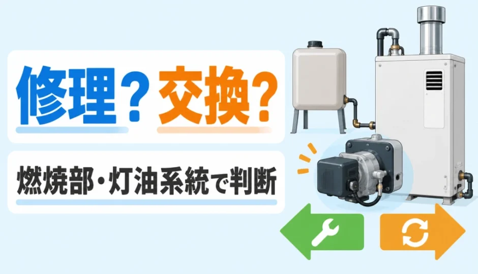 石油給湯器の燃焼部と灯油系統から修理・交換を判断する記事のサムネイル