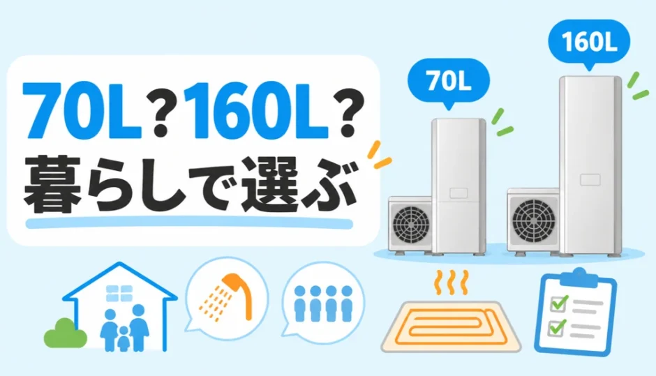 ECO ONEの70Lと160Lを暮らし方で比較するイメージ