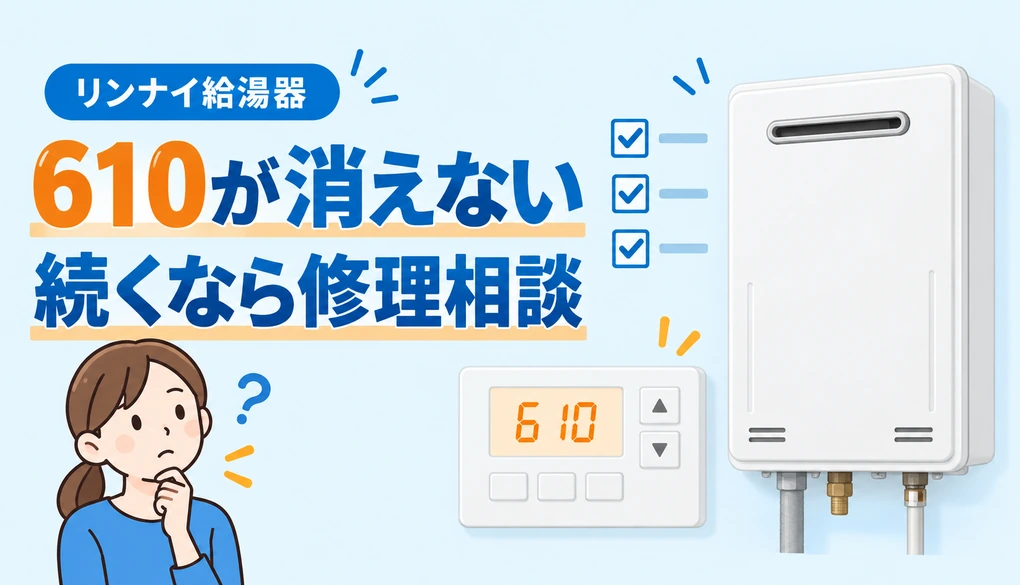 リンナイ給湯器の610表示が続く場合の修理相談
